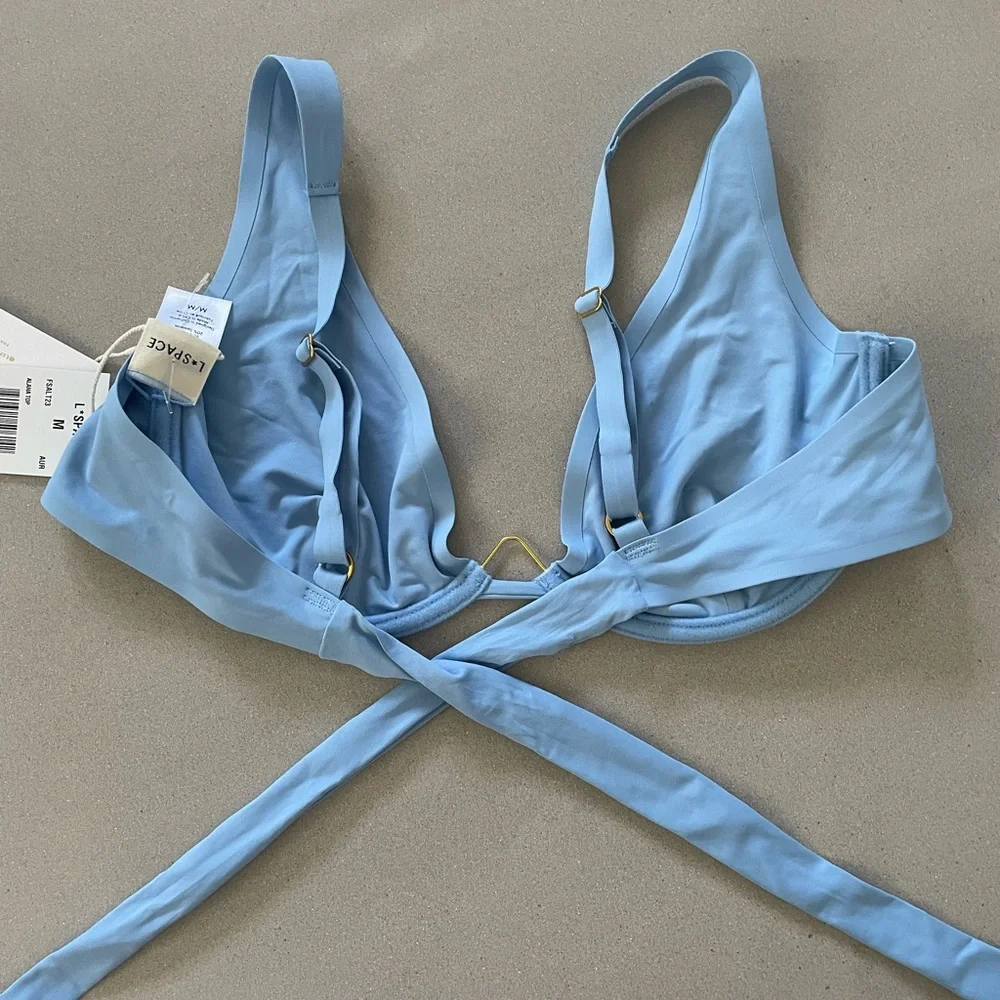 NWT L*Space Seamless Alana Top & Cabana Bottom M Light Blue - Picture 4 of 8